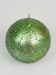 Tabletop Glitter Ball Candle 8cm - Fir Green