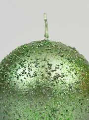Glitter Ball Christmas Candle 8cm - Green