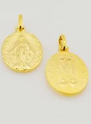 Golden Miraculous Medal with Scalloped Edge - 20mm