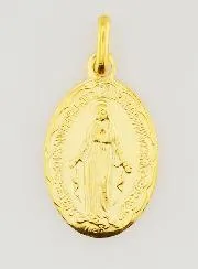 Golden Miraculous Medal with Scalloped Edge - 20mm
