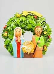 Christmas Wreath Nativity Scene - 15cm