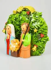 Christmas Wreath Nativity Scene - 15cm