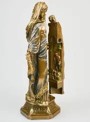 Religious Triptych Statue Virgin Mary and Child in Bronze - 20cm