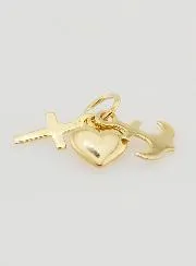 9ct Gold Pendant Anchor Heart and Cross - 10mm