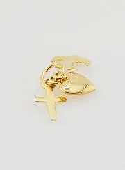 9ct Gold Pendant Anchor Heart and Cross - 10mm