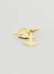 9ct Gold Pendant Anchor Heart and Cross - 10mm