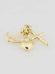 Golden Pendant Anchor Heart and Cross 15 mm