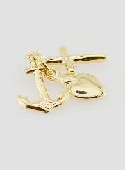 Golden Pendant Anchor Heart and Cross 15 mm