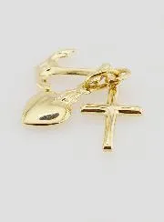 Golden Pendant Anchor Heart and Cross 15 mm