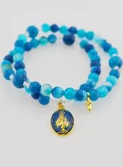 Miraculous Medal Rosary in Genuine Agate