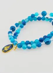 Miraculous Medal Rosary in Genuine Agate