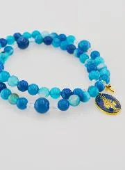 Miraculous Medal Rosary in Genuine Agate