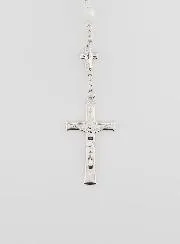Miraculous Medal Rosary with Chrome Beads - White