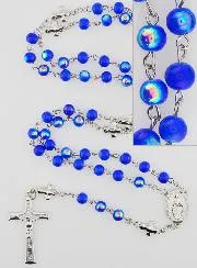 Miraculous Medal Rosary with Chrome Beads - Dark Blue
