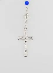 Miraculous Medal Rosary with Chrome Beads - Dark Blue