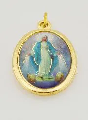Coloured Miraculous Virgin Mary Medal 22mm