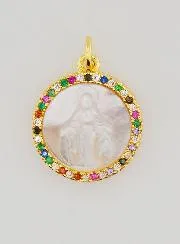 Miraculous Virgin Mary Medal in Mother-of-Pearl - 15mm