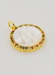 Miraculous Virgin Mary Medal in Mother-of-Pearl - 15mm