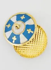 Handcrafted Rosary Box in Brass and Mother-of-Pearl - Blue