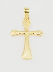 Striated Cross Pendant 22mm - 9ct Gold