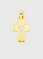 Cross and Heart Pendant 9ct Gold - 17mm