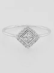 Solitaire Ring in Rhodium-Plated Silver and Zirconia - Size 56