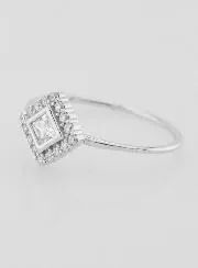 Solitaire Ring in Rhodium-Plated Silver and Zirconia - Size 56
