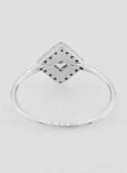 Solitaire Ring in Rhodium-Plated Silver and Zirconia - Size 56