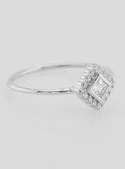 Solitaire Ring in Rhodium-Plated Silver and Zirconia - Size 60