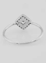 Solitaire Ring in Rhodium-Plated Silver and Zirconia - Size 60
