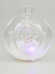 Glass Light-Up Christmas Bauble 10cm - Nativity Scene