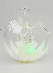 Glass Light-Up Christmas Bauble 10cm - Nativity Scene