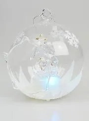 Glass Light-Up Christmas Bauble 10cm - Nativity Scene