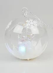Glass Light-Up Christmas Bauble 10cm - Nativity Scene