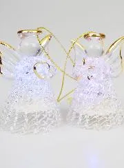 Set of 4 Light-Up Christmas Angels - 7cm