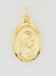 Oval Virgin Mary Profile Medal Gold Plated - 20mm
