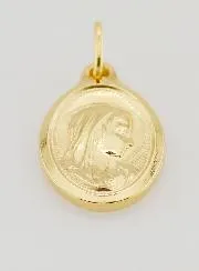 Oval Virgin Mary Profile Medal Gold Plated - 20mm