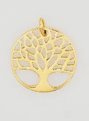 Openwork Tree of Life Medal in Golden Stainless Steel - 18mm