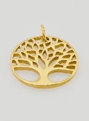 Openwork Tree of Life Medal in Golden Stainless Steel - 18mm