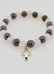 Gemstone Bracelet - Rose Quartz and Hematite