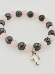 Gemstone Bracelet - Rose Quartz and Hematite