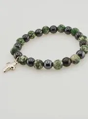 Gemstone Bracelet - Tree Agate and Hematite 8mm