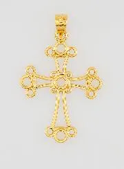 Gold Plated Chaldean Cross Pendant - 22mm