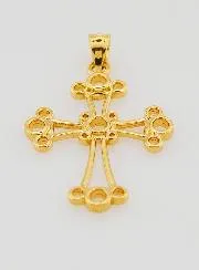 Gold Plated Chaldean Cross Pendant - 22mm