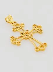 Gold Plated Chaldean Cross Pendant - 22mm