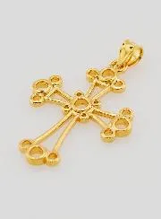 Gold Plated Chaldean Cross Pendant - 22mm