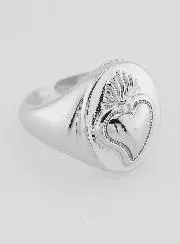 Adjustable Ex Voto Signet Ring in Silvery Brass