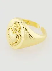 Adjustable Signet Ring Ex Voto in Golden Brass