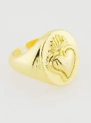 Adjustable Signet Ring Ex Voto in Golden Brass