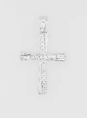 Cross Pendant Silver with Zirconia - 20mm